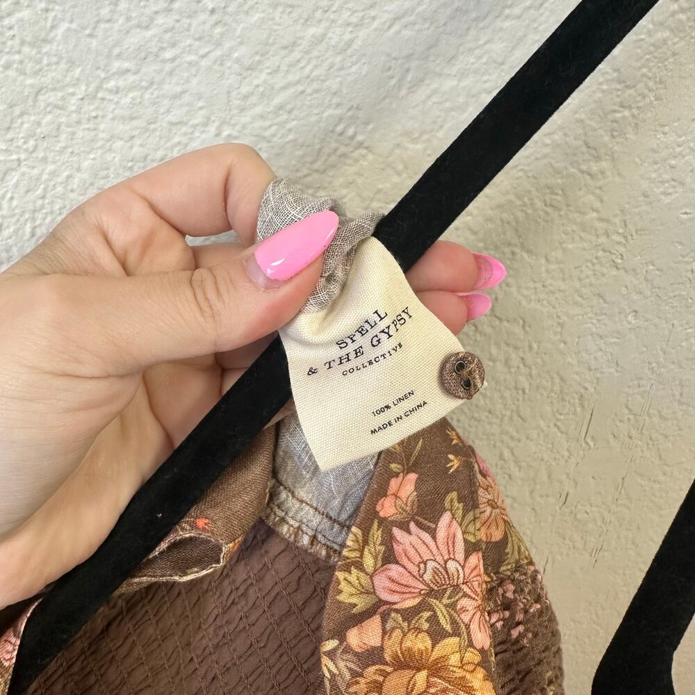 Spell meadowland linen brown midi sundress xxs - Picture 7 of 9